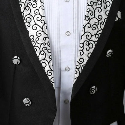 Men’s 2 Piece Tuxedo Suit with Tailcoat Jacket and Trousers – Formal Dinner, Prom & Wedding Attire