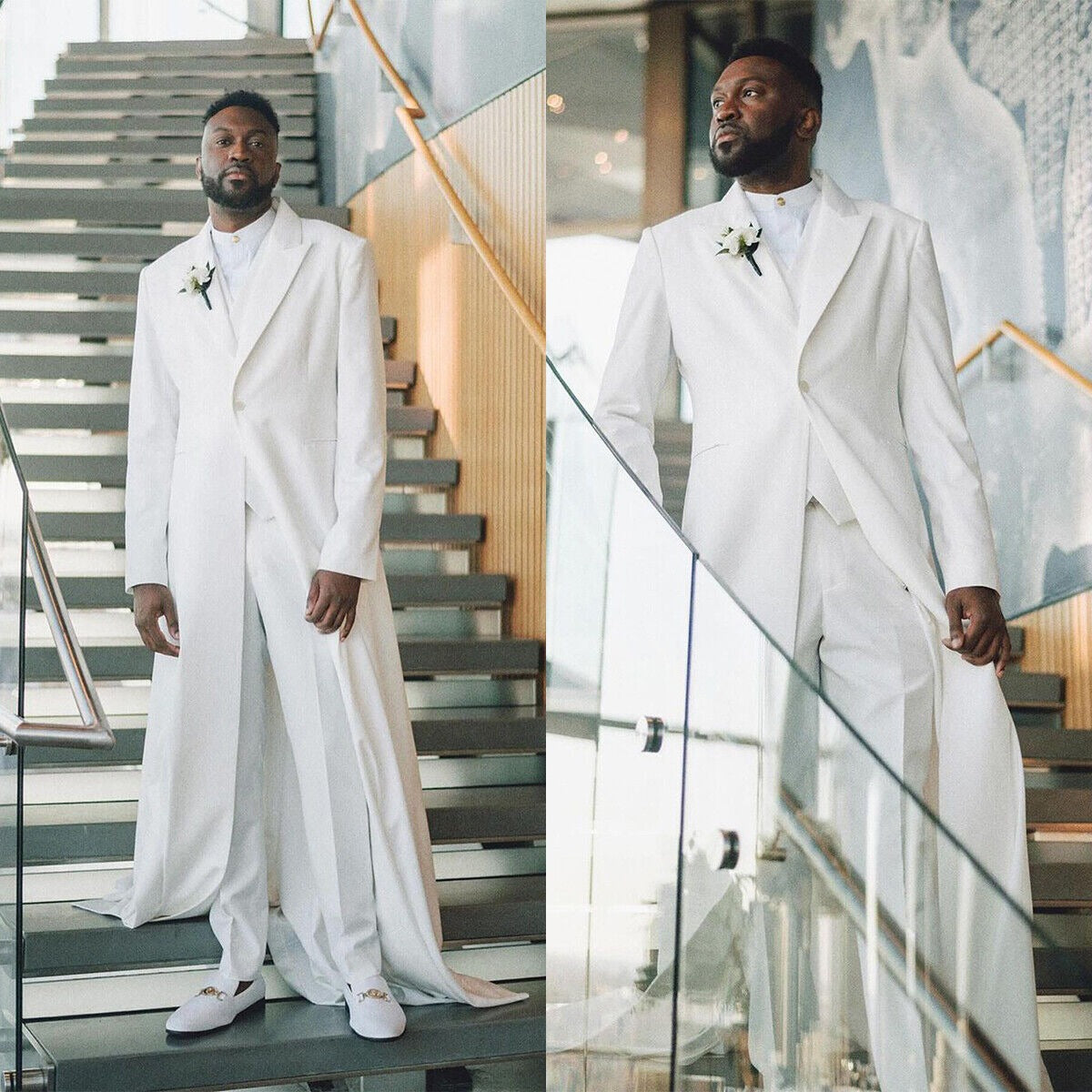 Fashion Men’s Peak Lapel Suit – Wedding, Groom, Formal & Business Long Jacket with Pants