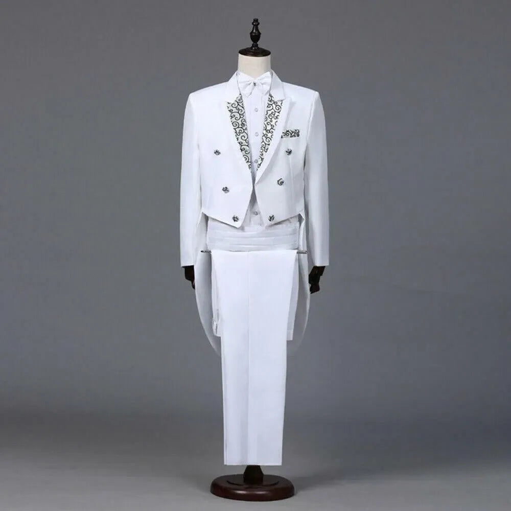Men’s 2 Piece Tuxedo Suit with Tailcoat Jacket and Trousers – Formal Dinner, Prom & Wedding Attire