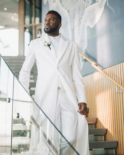 Fashion Men’s Peak Lapel Suit – Wedding, Groom, Formal & Business Long Jacket with Pants