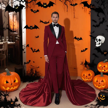 Halloween Vampire Costume for Men – 2-Piece Festival Cosplay Suit, Regular Fit