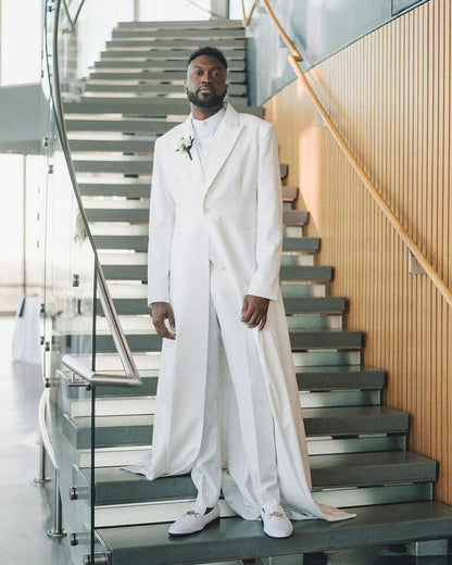 Fashion Men’s Peak Lapel Suit – Wedding, Groom, Formal & Business Long Jacket with Pants