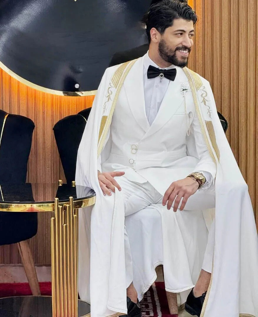 Men's Formal Suit with Cape – Elegant Tuxedo for Wedding, Prom, and Dinner Party