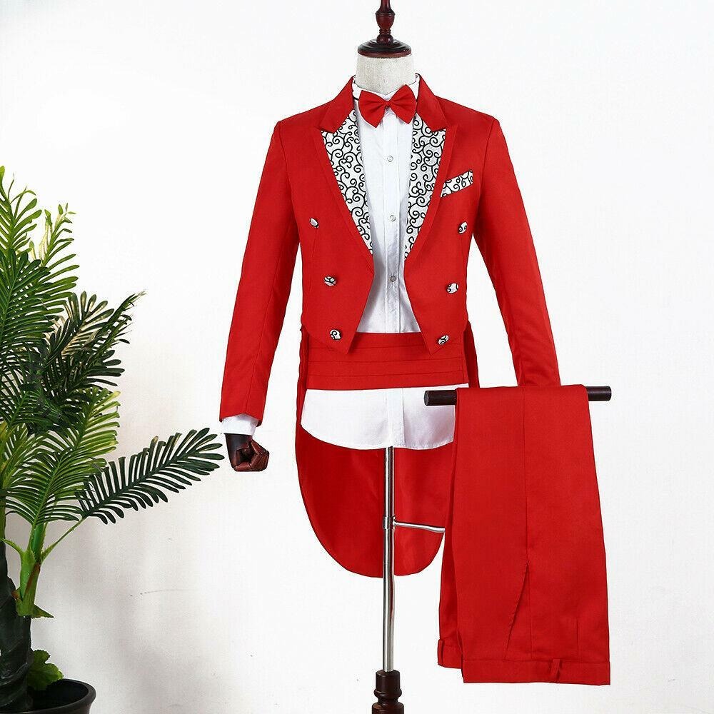 Men’s 2 Piece Tuxedo Suit with Tailcoat Jacket and Trousers – Formal Dinner, Prom & Wedding Attire