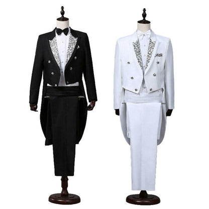 Men’s 2 Piece Tuxedo Suit with Tailcoat Jacket and Trousers – Formal Dinner, Prom & Wedding Attire