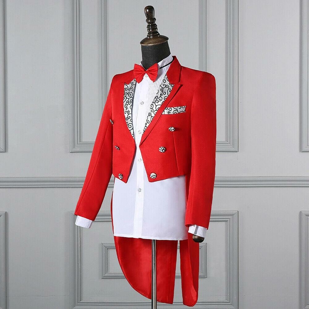 Men’s 2 Piece Tuxedo Suit with Tailcoat Jacket and Trousers – Formal Dinner, Prom & Wedding Attire