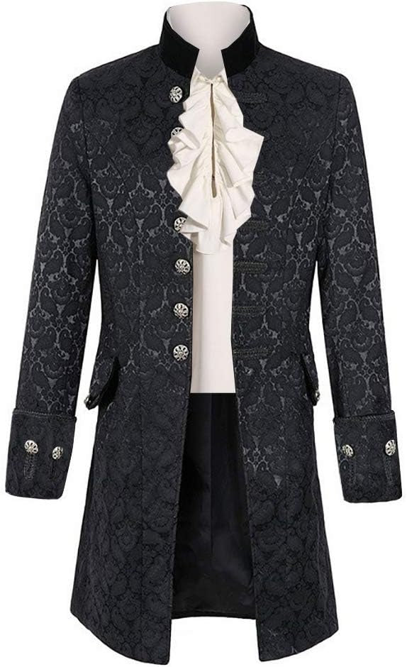 Men’s Steampunk Medieval Jacket – Gothic Victorian Pirate Tailcoat, Renaissance Tuxedo Costume for Halloween & Formal Events