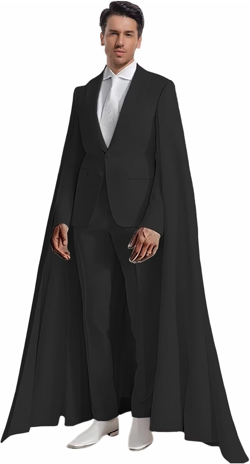 Formal Men’s 2-Piece Suit with Cape – Peak Lapel Elegant Tuxedo for Prom & Party