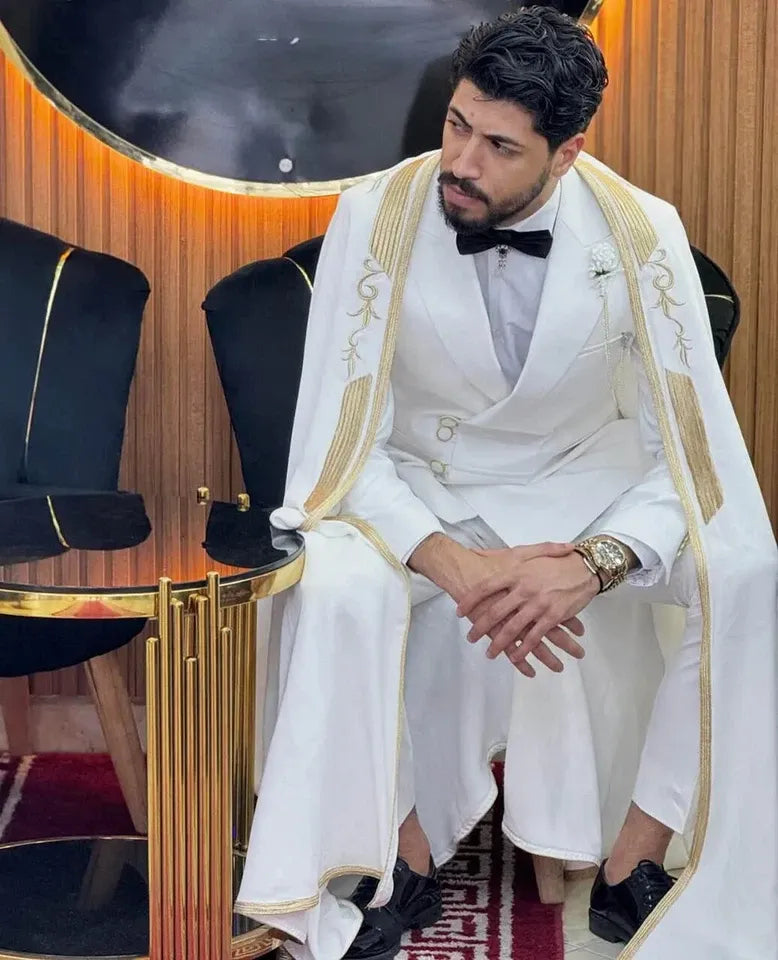 Men's Formal Suit with Cape – Elegant Tuxedo for Wedding, Prom, and Dinner Party