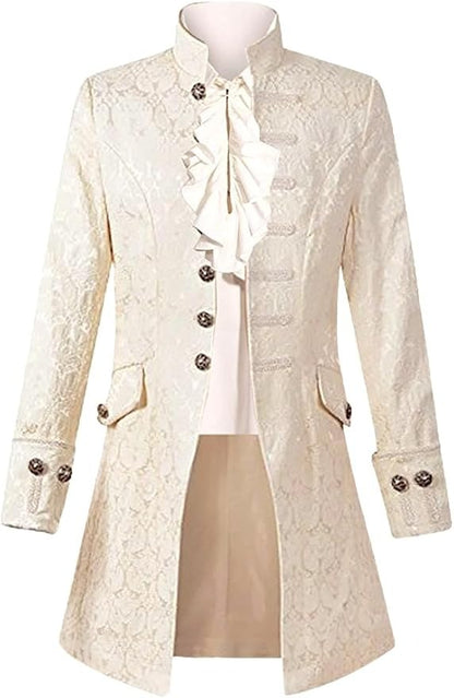 Men’s Steampunk Medieval Jacket – Gothic Victorian Pirate Tailcoat, Renaissance Tuxedo Costume for Halloween & Formal Events