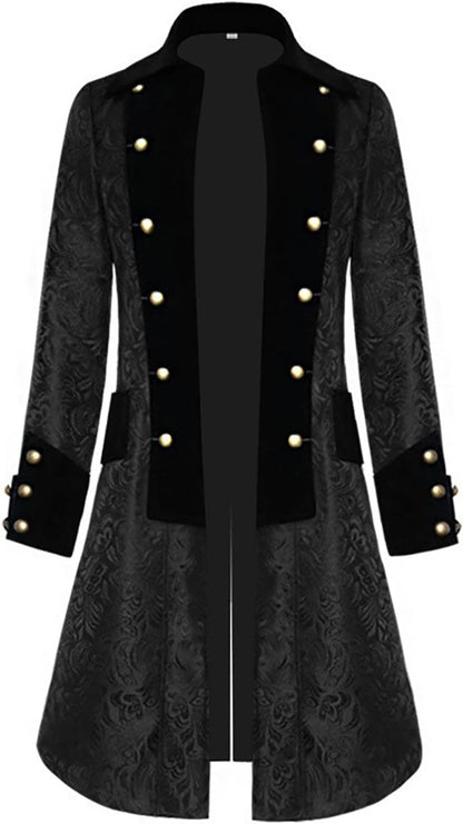 Men’s Steampunk Medieval Jacket – Gothic Victorian Pirate Tailcoat, Renaissance Tuxedo Costume for Halloween & Formal Events