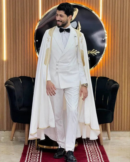 Men's Formal Suit with Cape – Elegant Tuxedo for Wedding, Prom, and Dinner Party