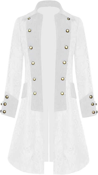 Men’s Steampunk Medieval Jacket – Gothic Victorian Pirate Tailcoat, Renaissance Tuxedo Costume for Halloween & Formal Events