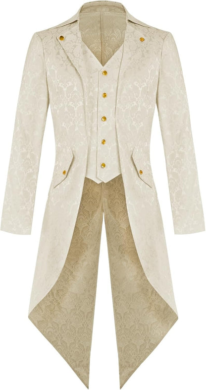Men’s Steampunk Medieval Jacket – Gothic Victorian Pirate Tailcoat, Renaissance Tuxedo Costume for Halloween & Formal Events