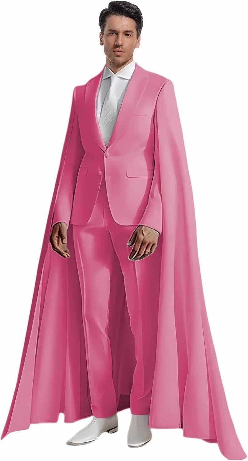 Formal Men’s 2-Piece Suit with Cape – Peak Lapel Elegant Tuxedo for Prom & Party