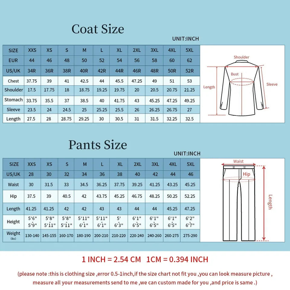 Men’s Long Train Suit – Single Breasted 2-Piece Formal Outfit for Wedding, Party, and Banquet