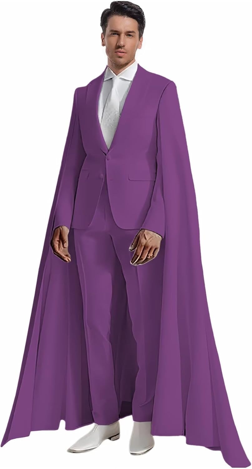 Formal Men’s 2-Piece Suit with Cape – Peak Lapel Elegant Tuxedo for Prom & Party