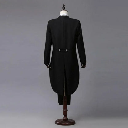 Men’s 2 Piece Tuxedo Suit with Tailcoat Jacket and Trousers – Formal Dinner, Prom & Wedding Attire