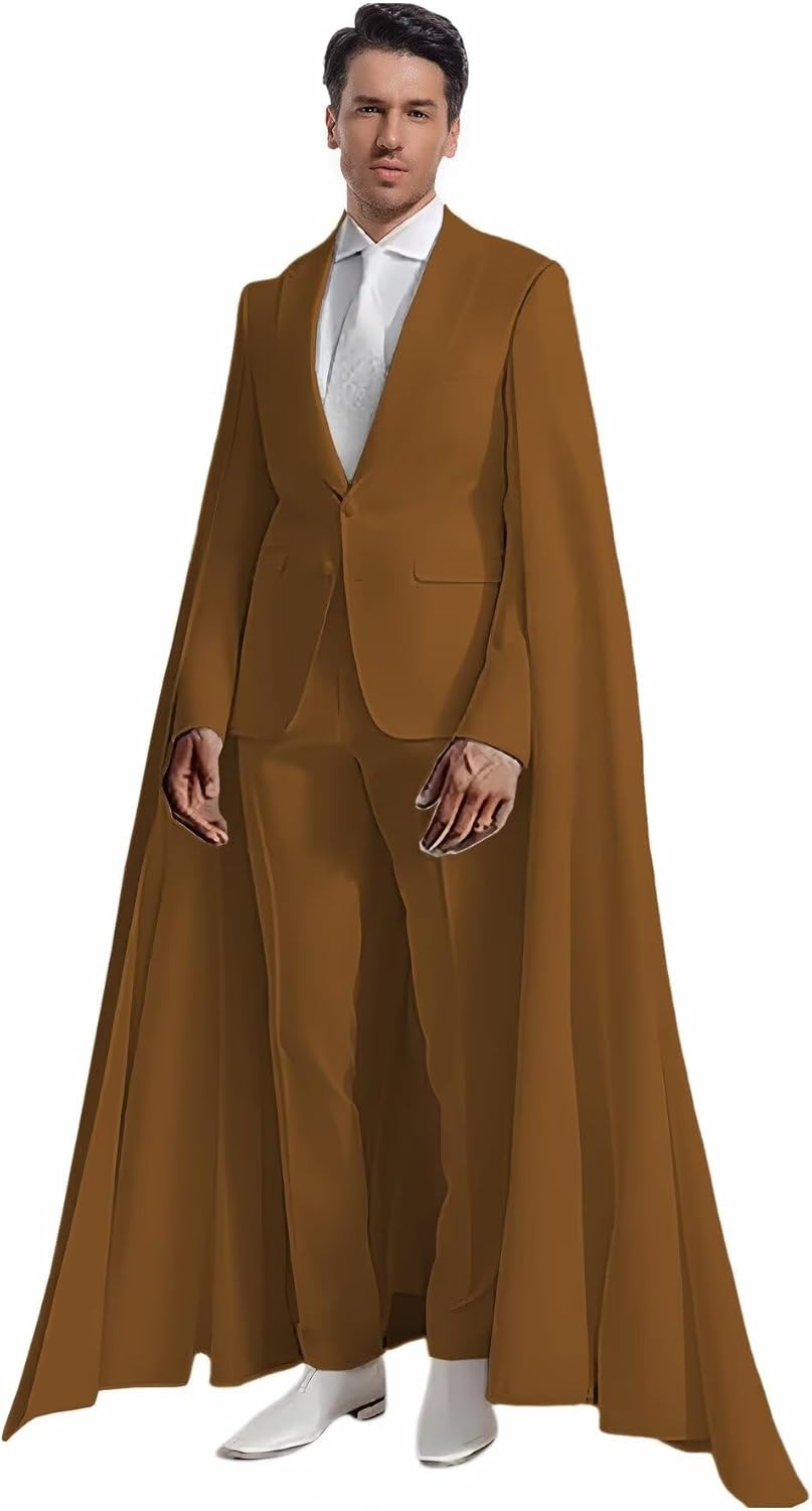 Formal Men’s 2-Piece Suit with Cape – Peak Lapel Elegant Tuxedo for Prom & Party