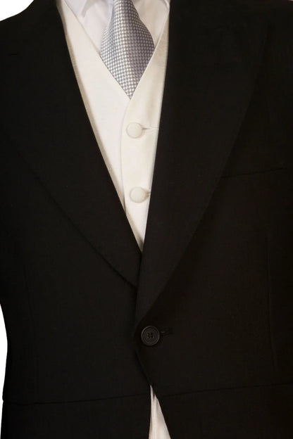 Men’s Wool Tailcoat Morning Suit – Classic Herringbone Formal Wedding & Royal Ascot Jacket